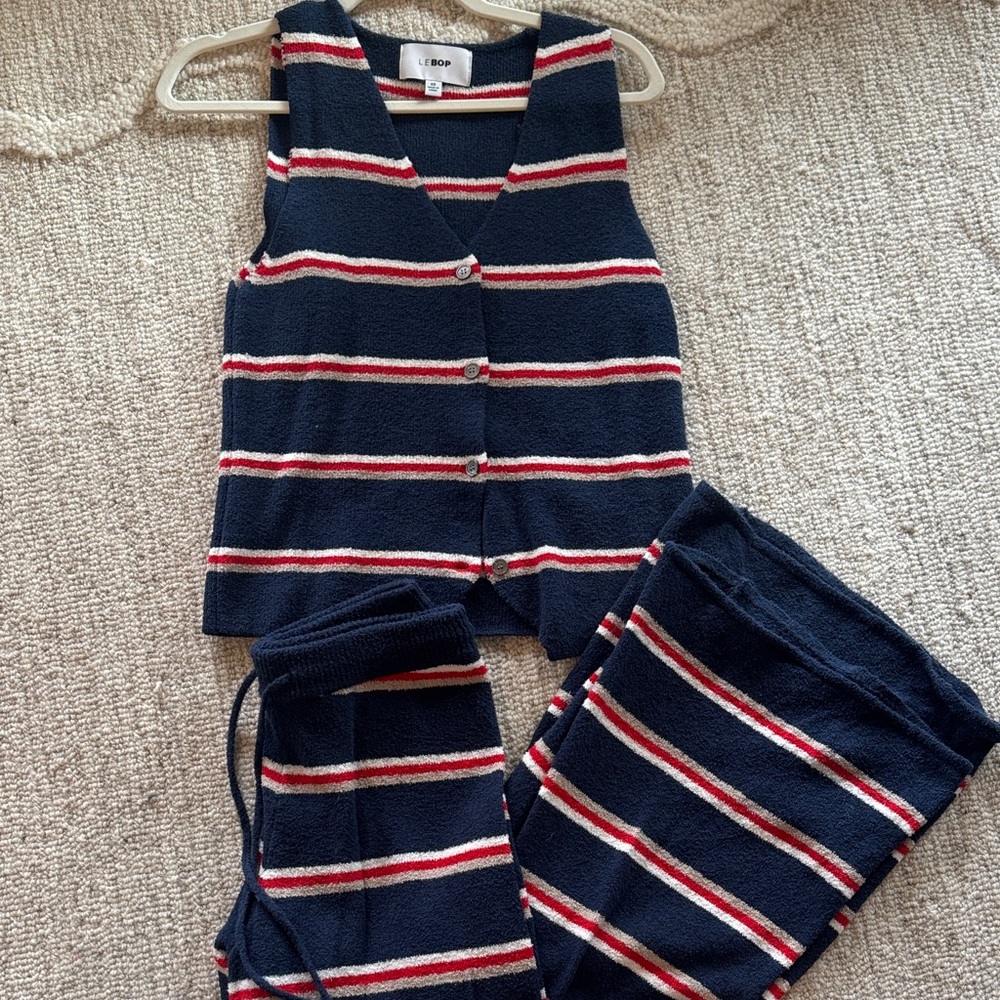 Stylish Navy and Red Striped Women's Set